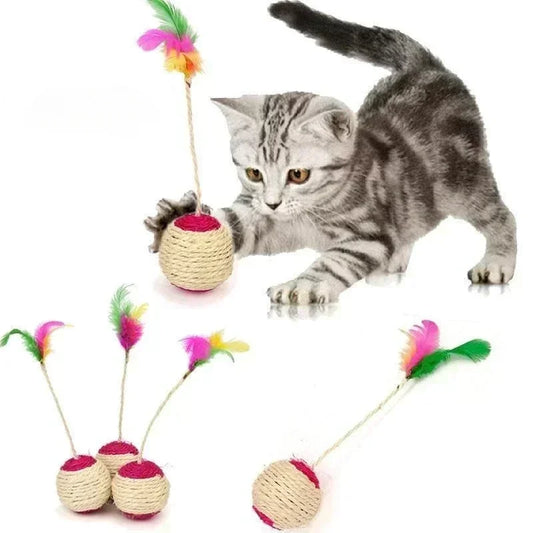 1Pc Cat Toy Sisal Scratching Ball Training Interactive Toy for Kitten Pet Cat Supplies Feather Toy  Cat Toys Interactive